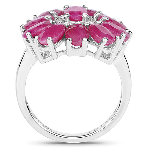 5.83 Carat Genuine Ruby and White Zircon .925 Sterling Silver Ring on sale at MyriadMart