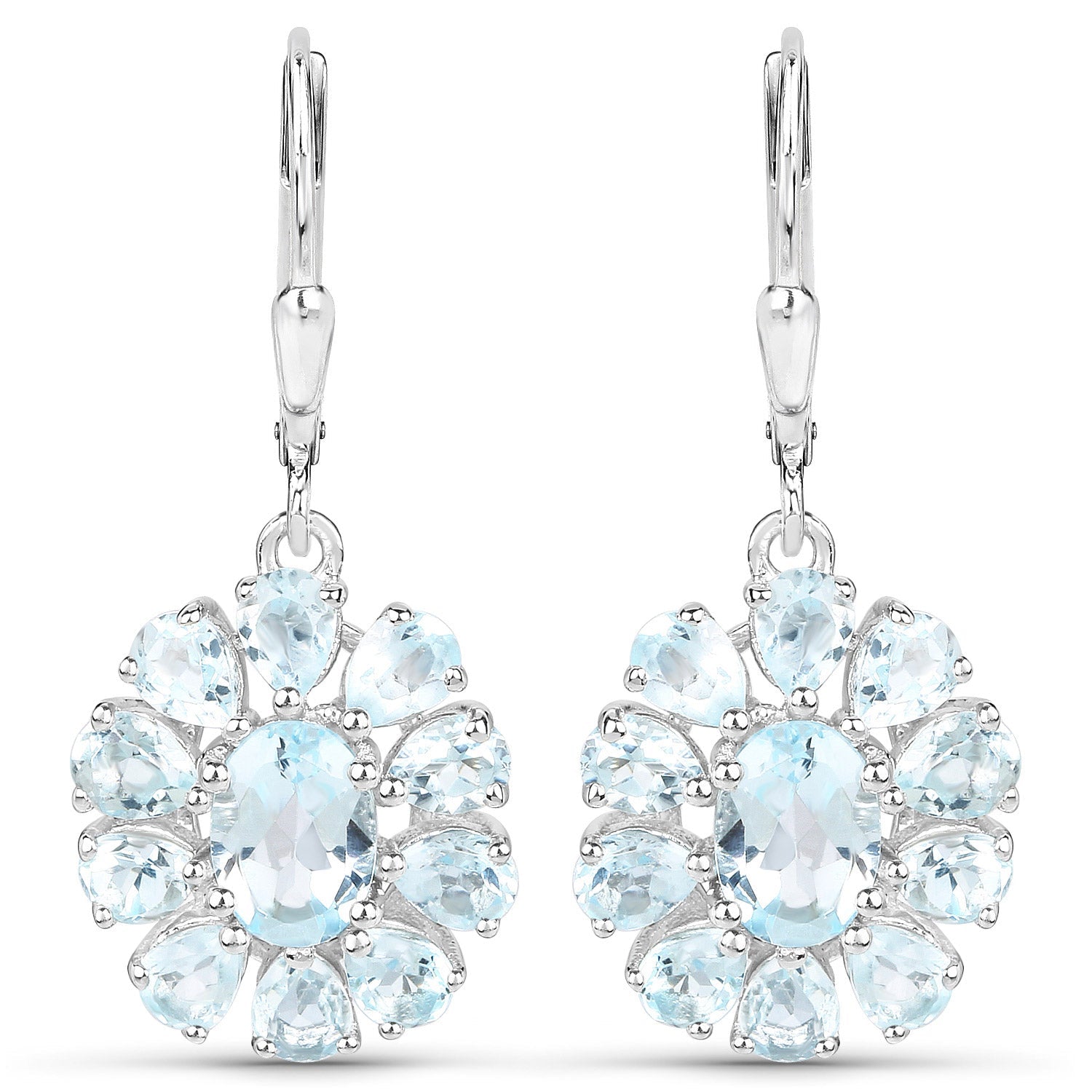 14.02 Carat Genuine Blue Topaz and White Topaz .925 Sterling Silver 3 Piece Jewelry Set Ring, Earrings, and Pendant w/ Chain on sale at MyriadMart