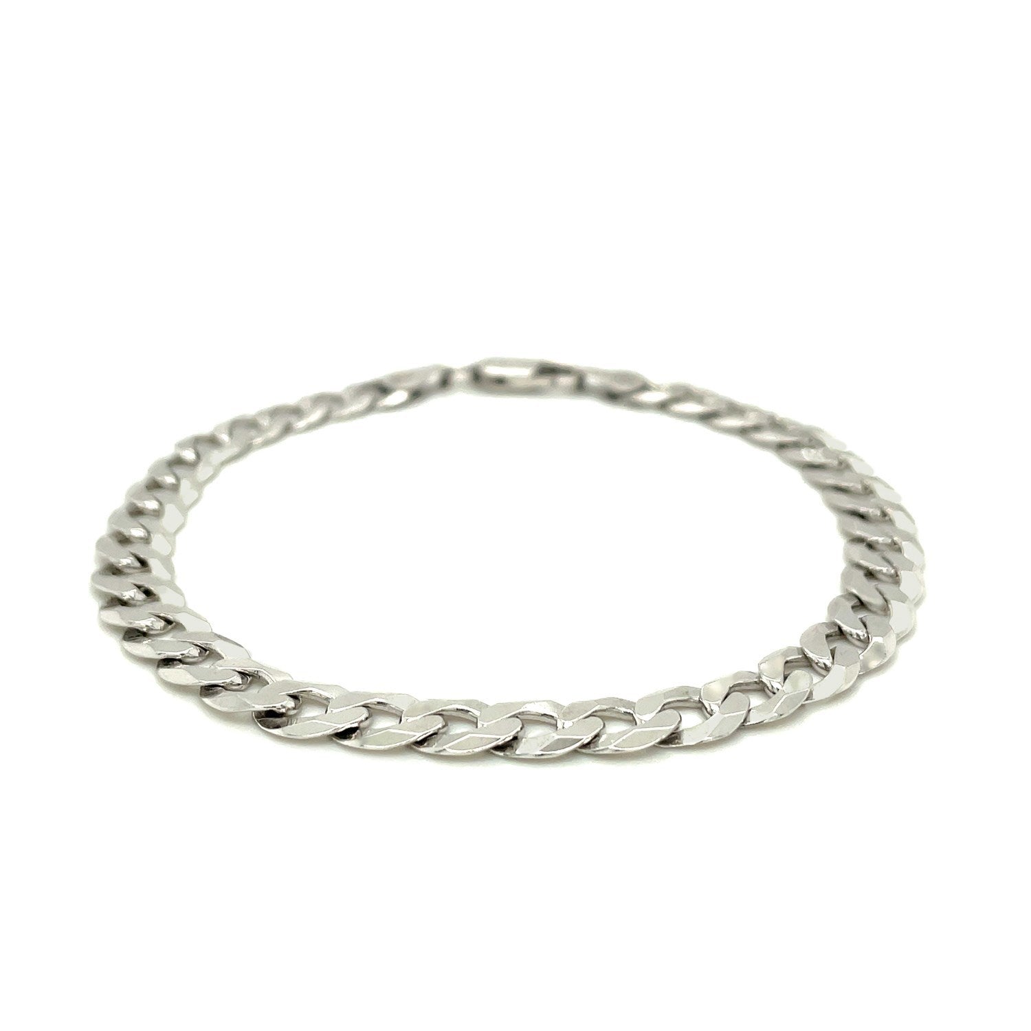 Rhodium Plated 7.2mm Sterling Silver Curb Style Bracelet on sale at MyriadMart