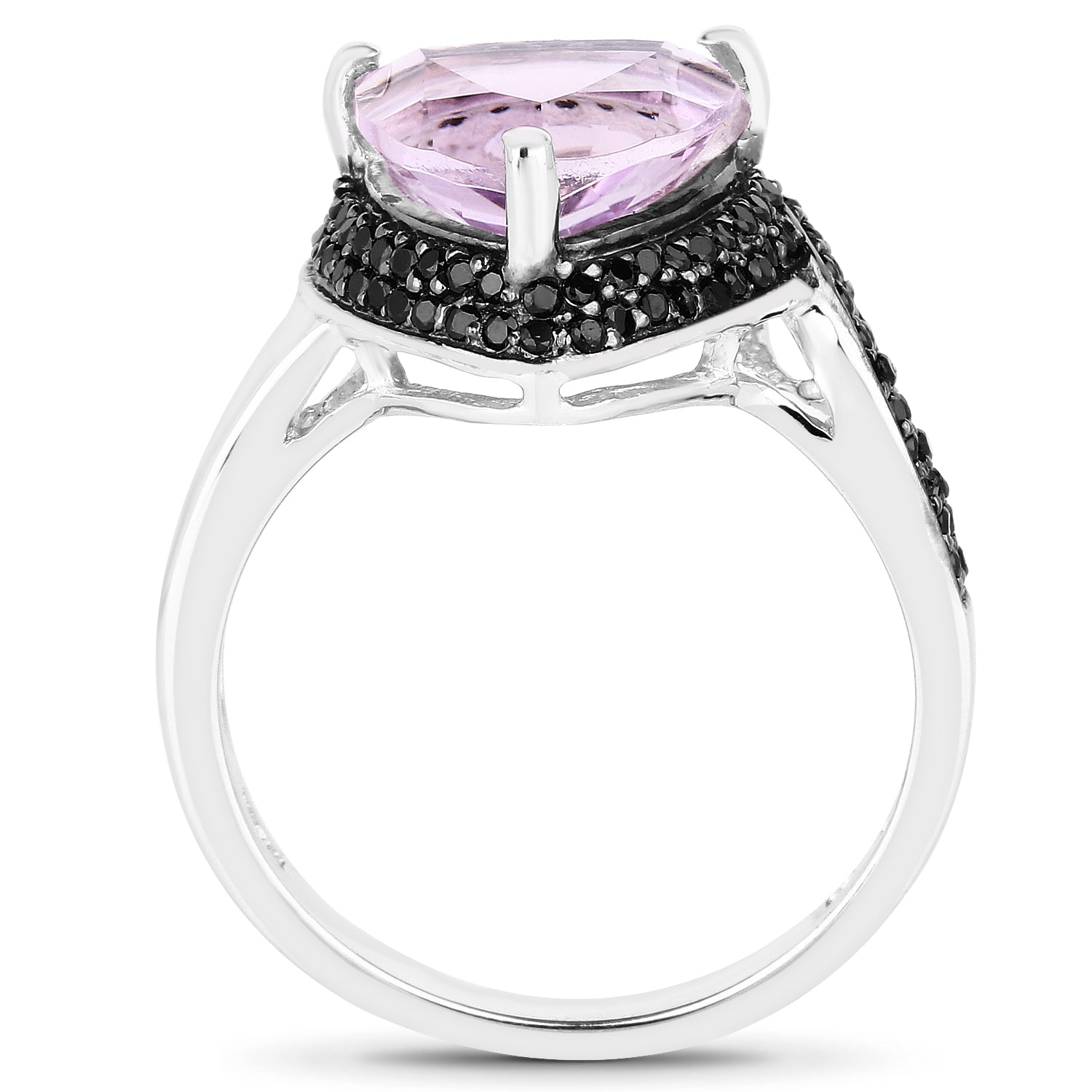 3.53 Carat Genuine Pink Amethyst and Black Spinel .925 Sterling Silver Ring on sale at MyriadMart