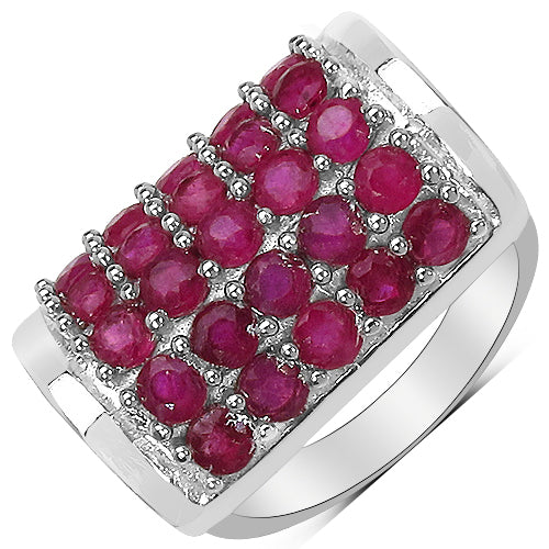 3.01 Carat Genuine Ruby & White Diamond .925 Sterling Silver Ring on sale at MyriadMart