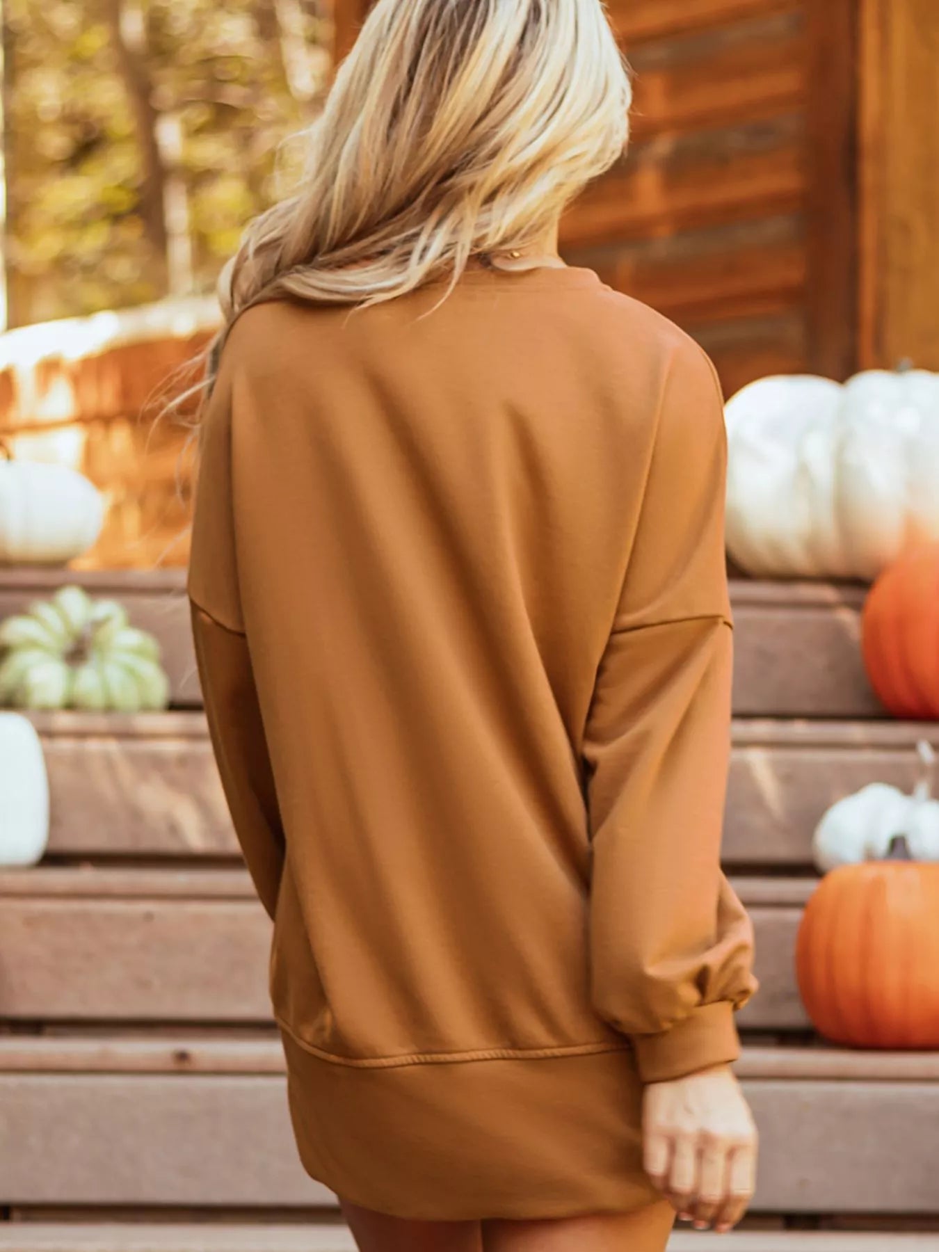 Happy Halloween Graphic Notched Long Sleeve Loose Top - MyriadMart