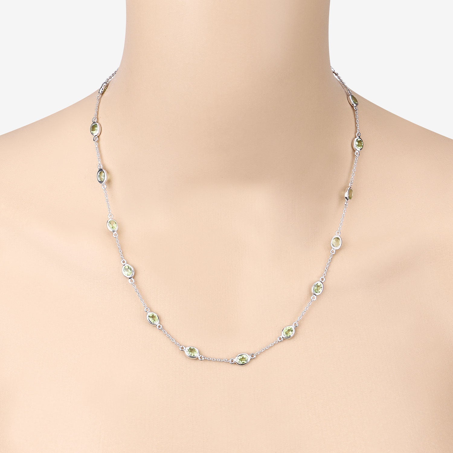 6.30 Carat Genuine Peridot .925 Sterling Silver Necklace on sale at MyriadMart