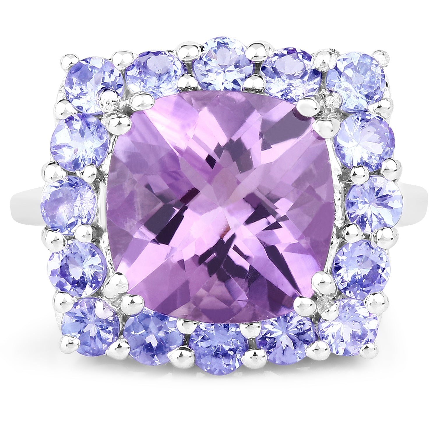 6.63 Carat Genuine Amethyst and Tanzanite .925 Sterling Silver Ring on sale at MyriadMart
