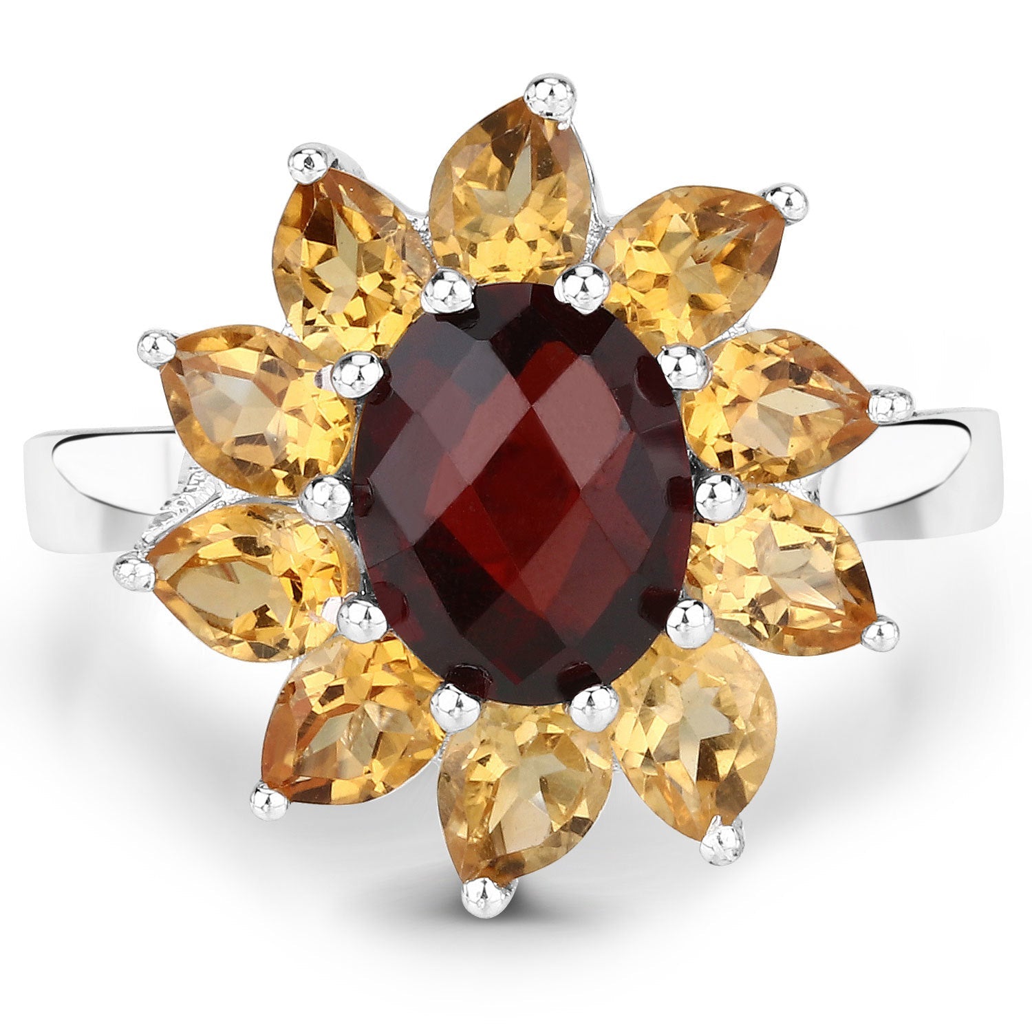 5.50 Carat Genuine Garnet and Citrine .925 Sterling Silver Ring on sale at MyriadMart