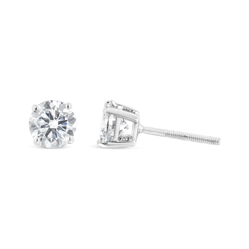 IGI Certified 14K White Gold 1 1/2 Cttw Lab Grown Diamond Solitaire Stud Earrings with Screwbacks H-I Color, VS1-VS2 Clarity on sale at MyriadMart