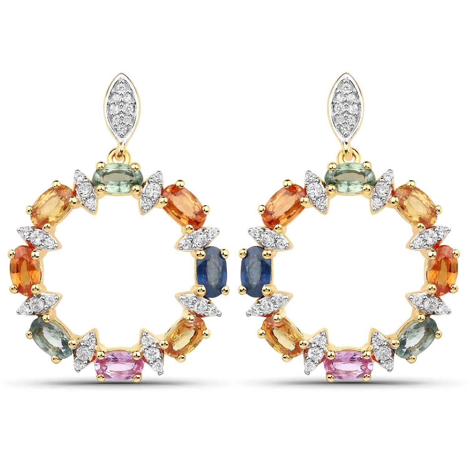 4.12 Carat Genuine Multi Sapphire .925 Sterling Silver Earrings on sale at MyriadMart