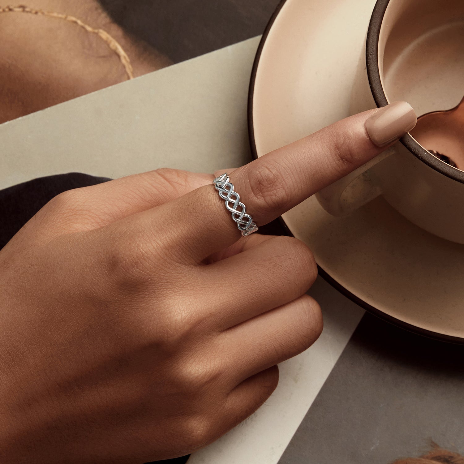 925 Sterling Silver and White Gold 0.5cm Ring Size 6.0 on sale at MyriadMart