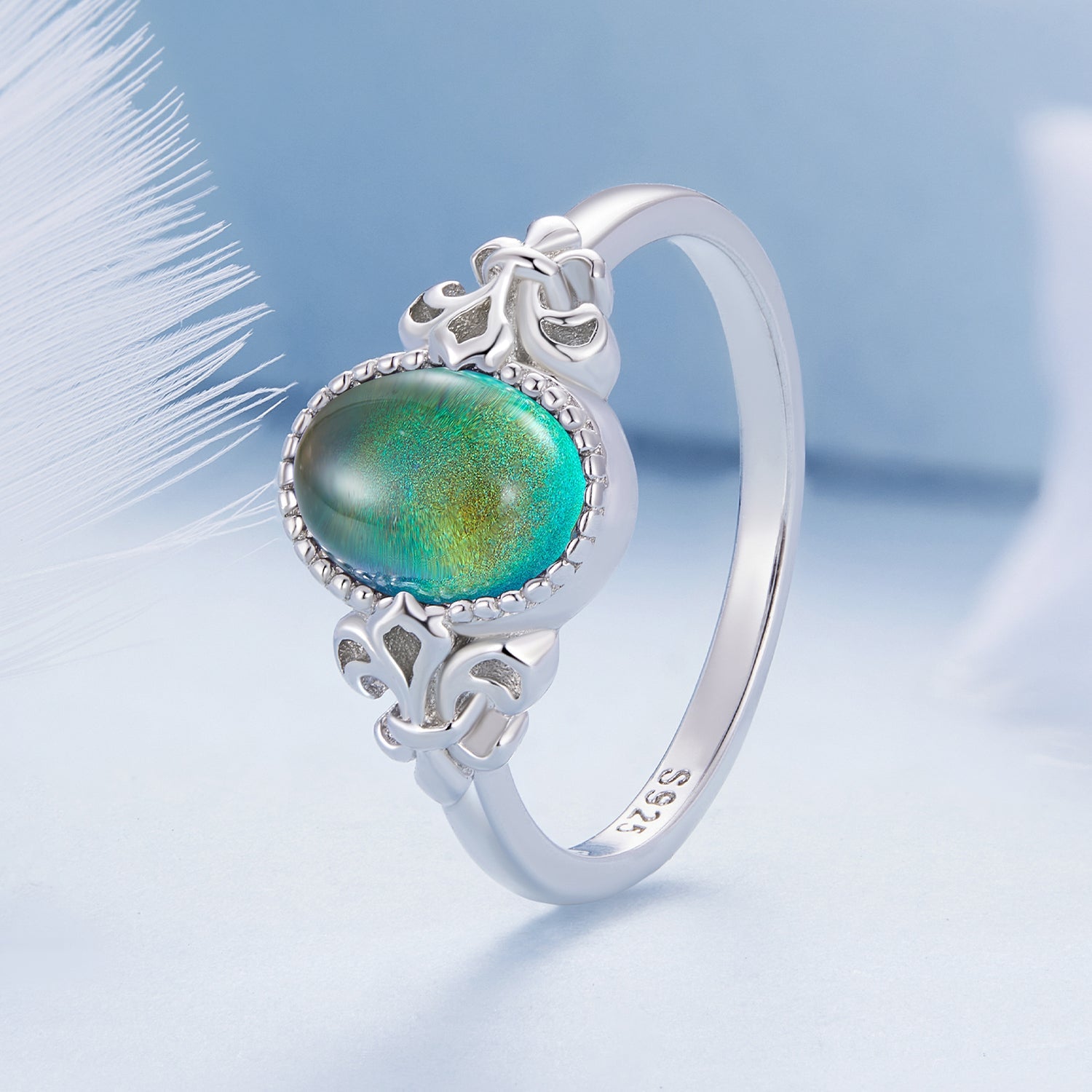925 Sterling Silver Ring 1.7mm Size 6.0 with Transparent Glass for Women on sale at MyriadMart