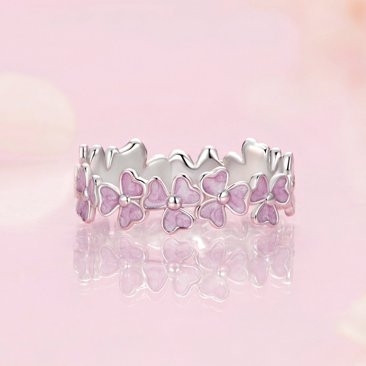 925 Sterling Silver Enamel Platinum Plated Ring Size 6 for Women on sale at MyriadMart