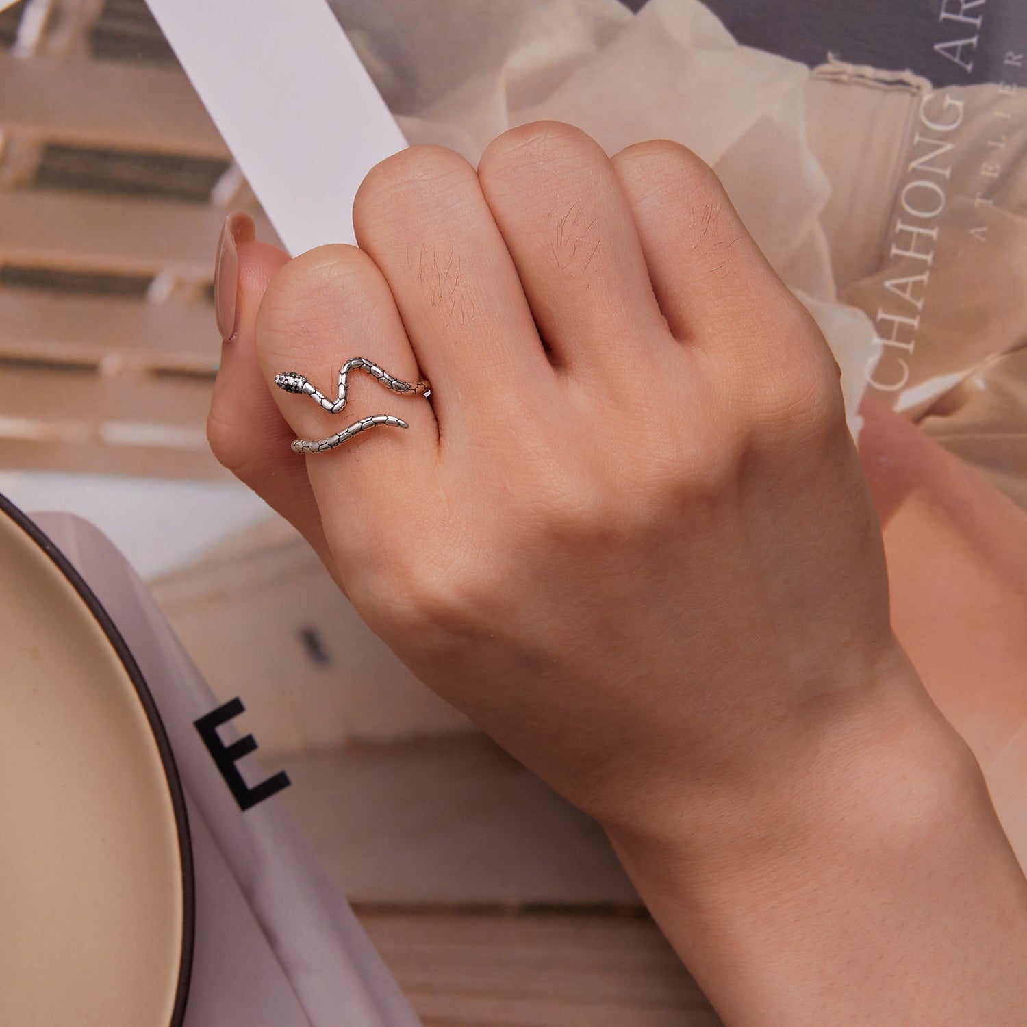 925 Sterling Silver Pavé Setting CZ Oxidized Silver Ring for Women on sale at MyriadMart