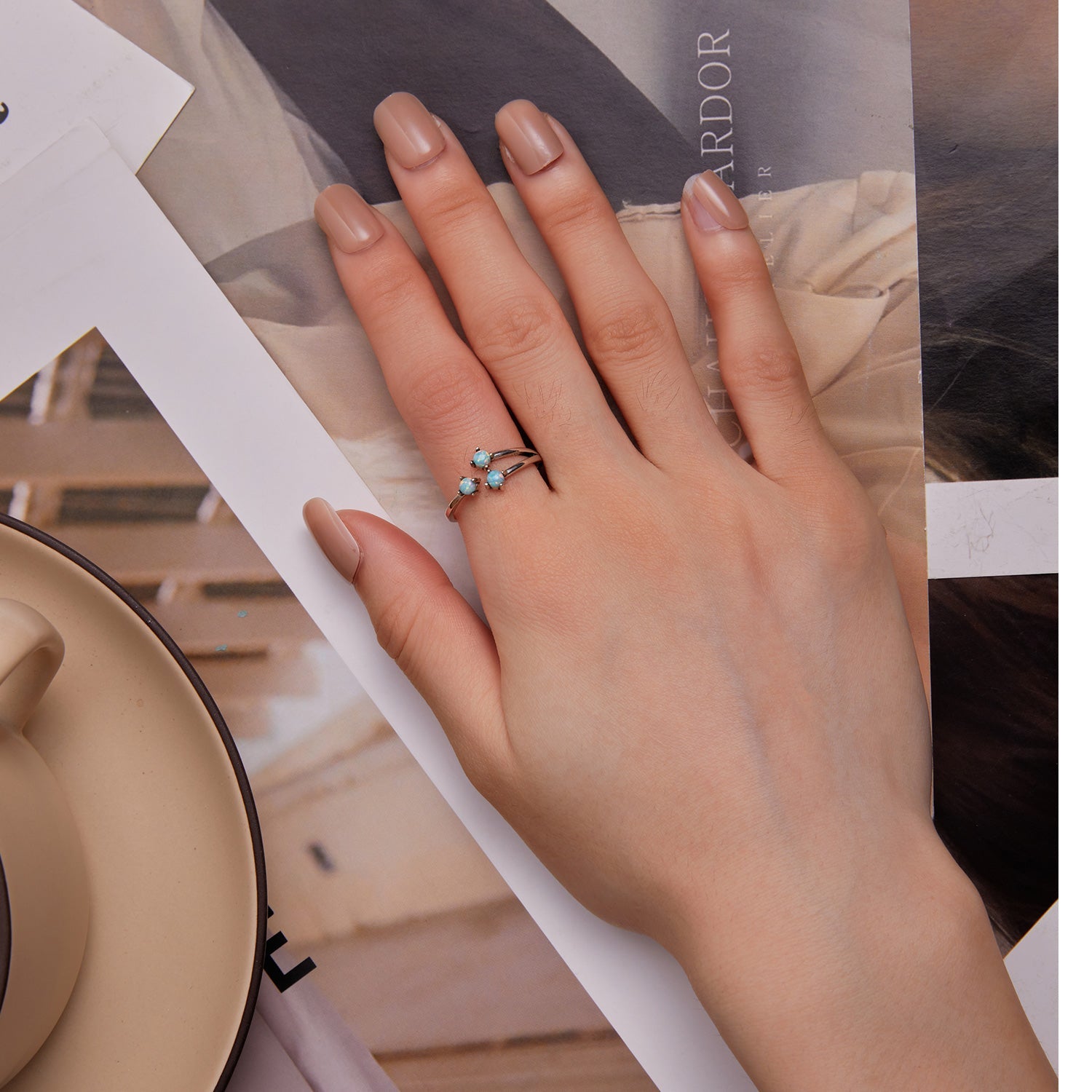 925 Sterling Silver Translucent Opal Ring for Women on sale at MyriadMart