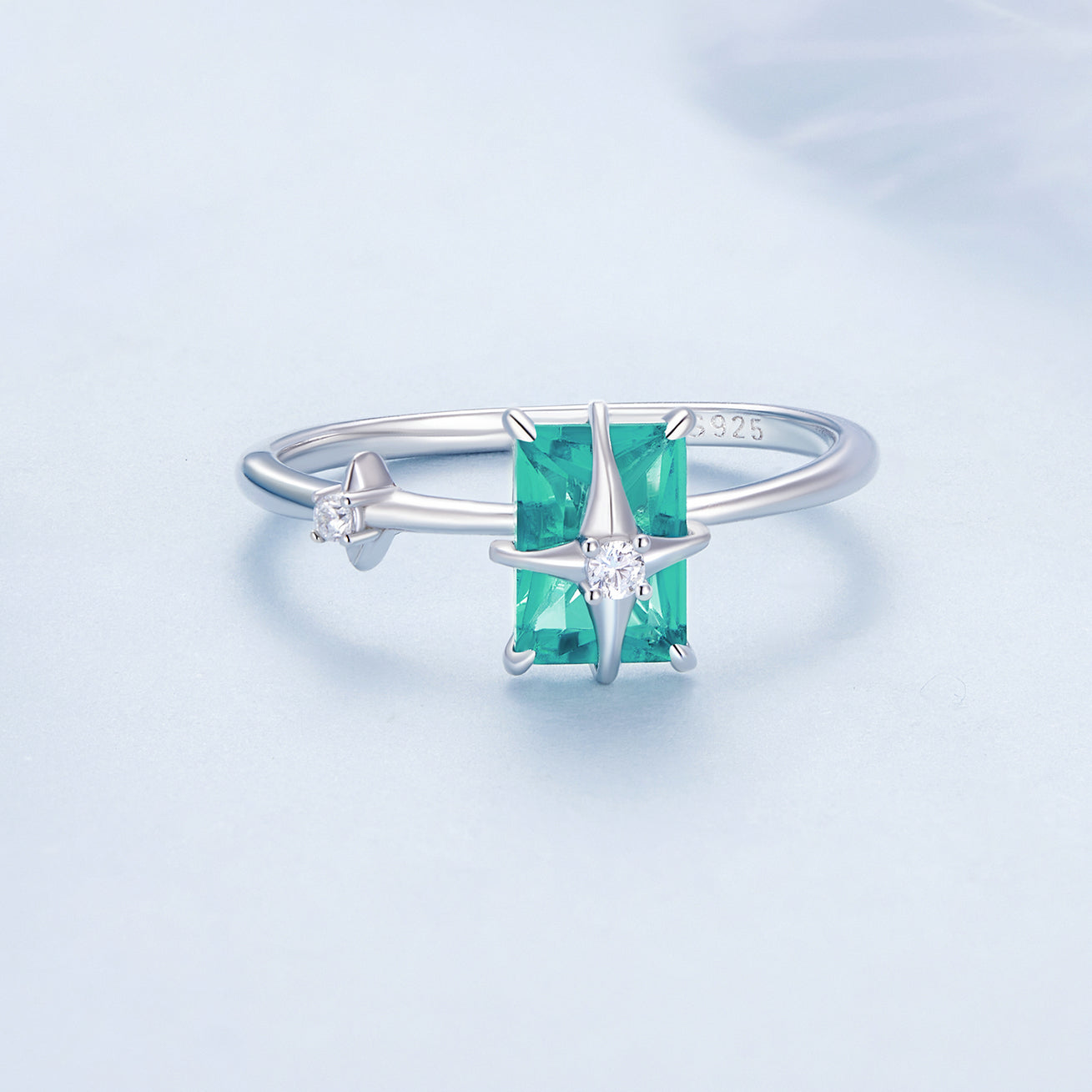 925 Sterling Silver 1.40mm Width CZ & Glass Ring Size 6 for Women on sale at MyriadMart