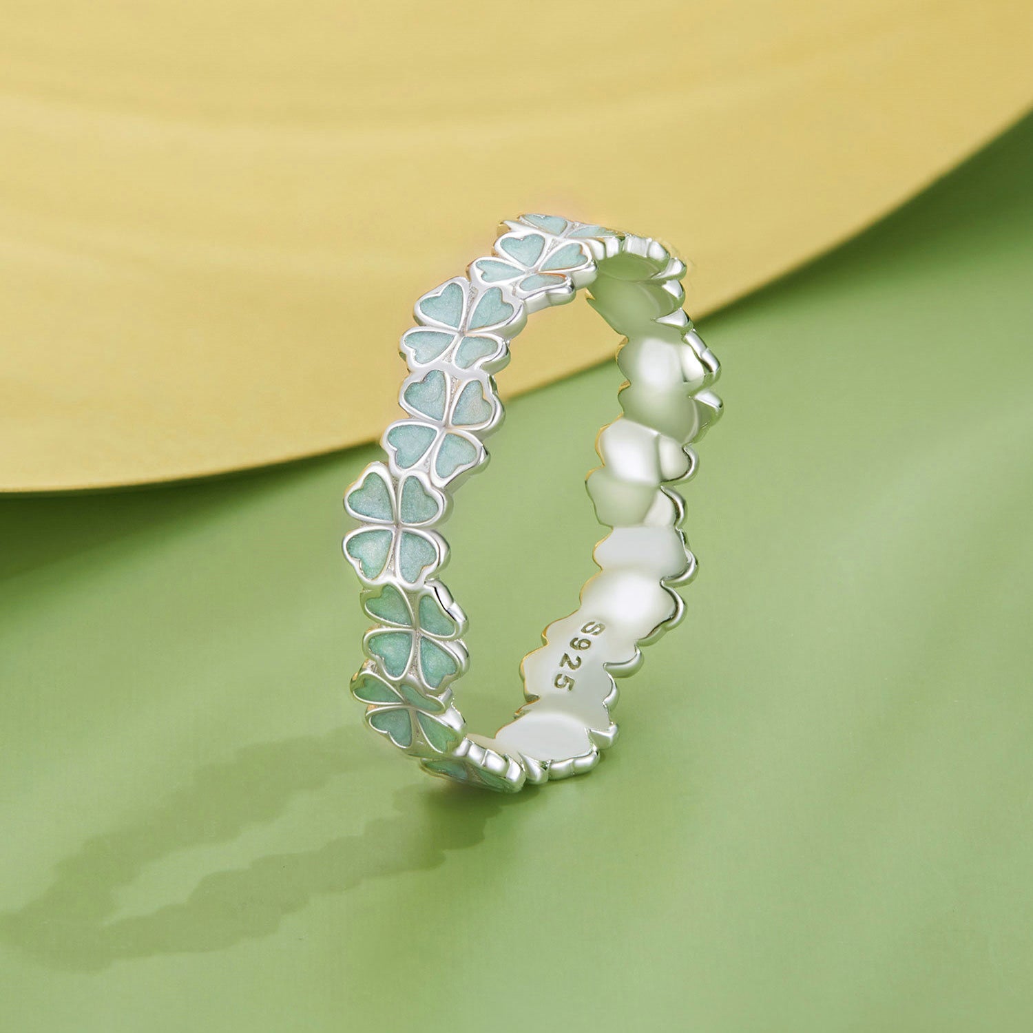 925 Sterling Silver Enamel and Platinum Plated Ring Size 6 for Women on sale at MyriadMart