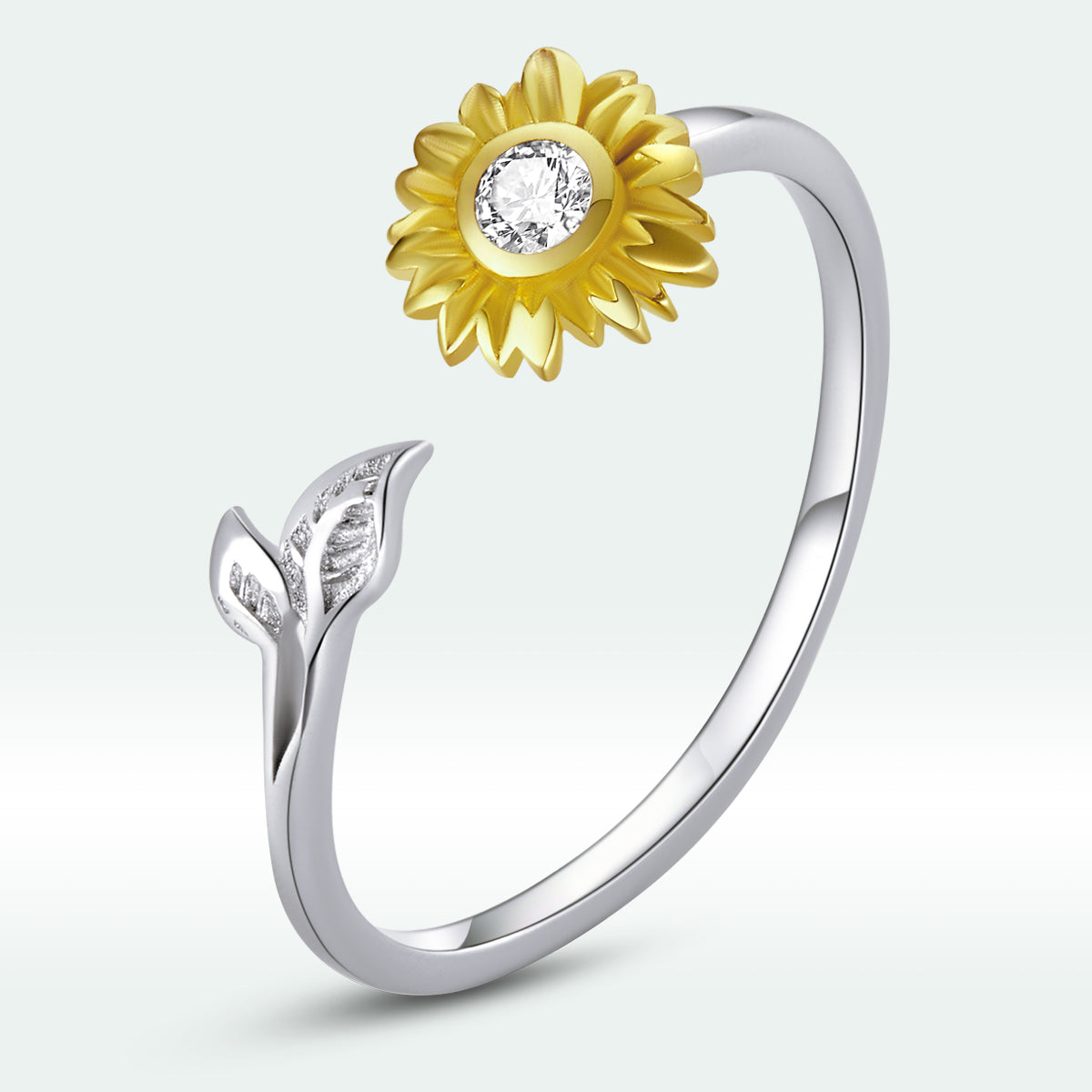 925 Sterling Silver Ring with Pavé Setting CZ, 0.1cm Width, Flower Design for Women on sale at MyriadMart