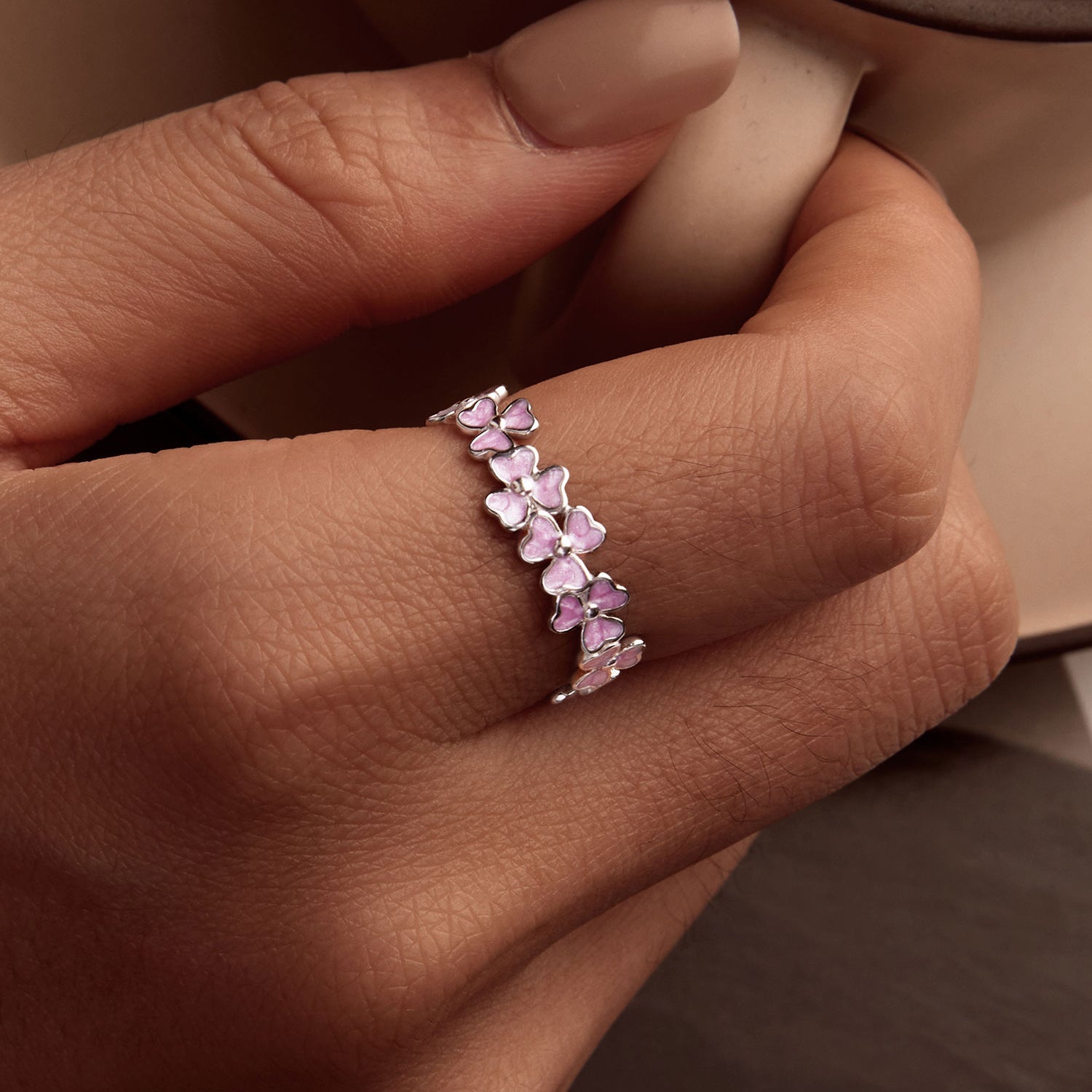 925 Sterling Silver Enamel Platinum Plated Ring Size 6 for Women on sale at MyriadMart