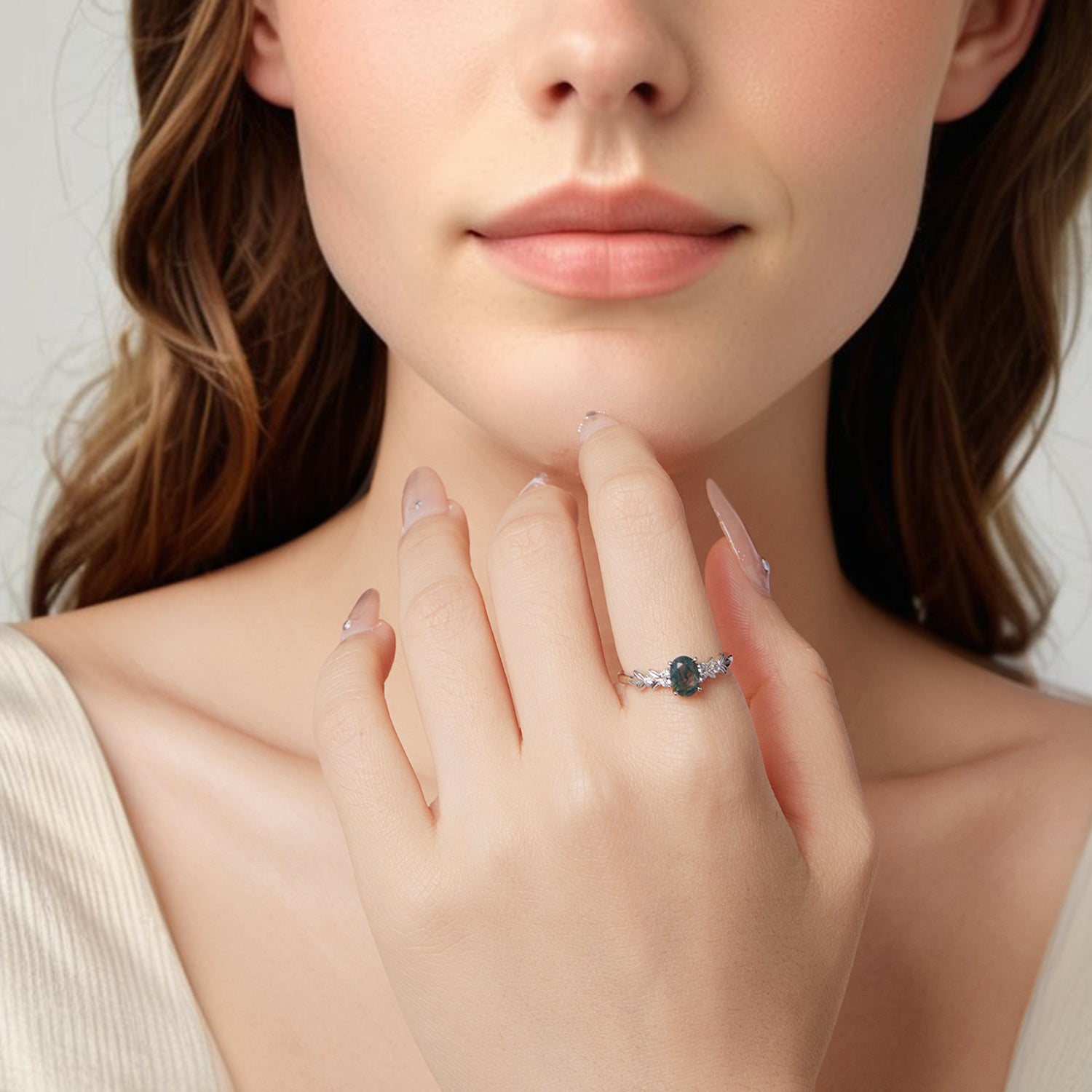 925 Sterling Silver Agate and CZ Pendant Ring Size 6 for Women on sale at MyriadMart