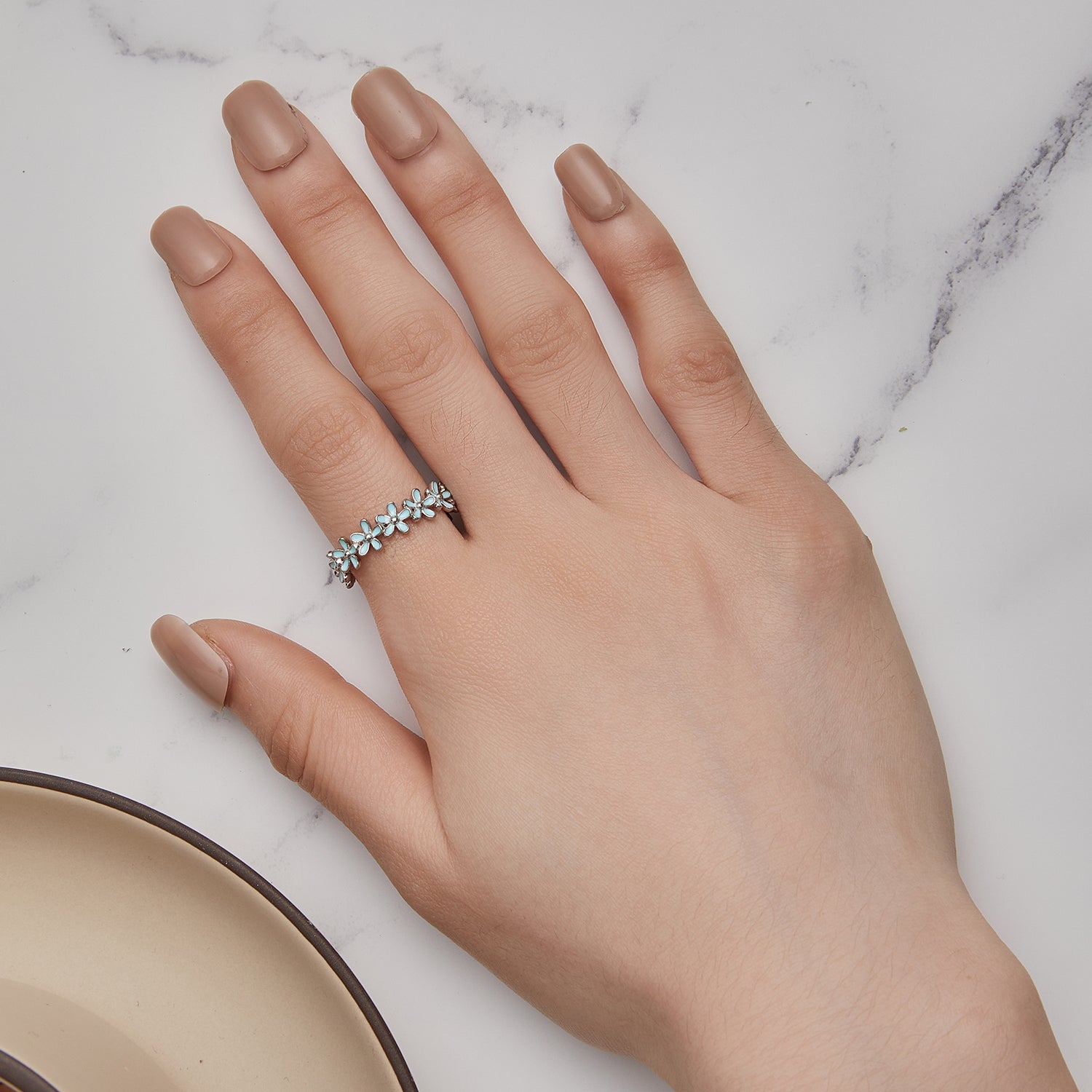 925 Sterling Silver Enamel Process Plated Platinum Ring Size 6 for Women on sale at MyriadMart