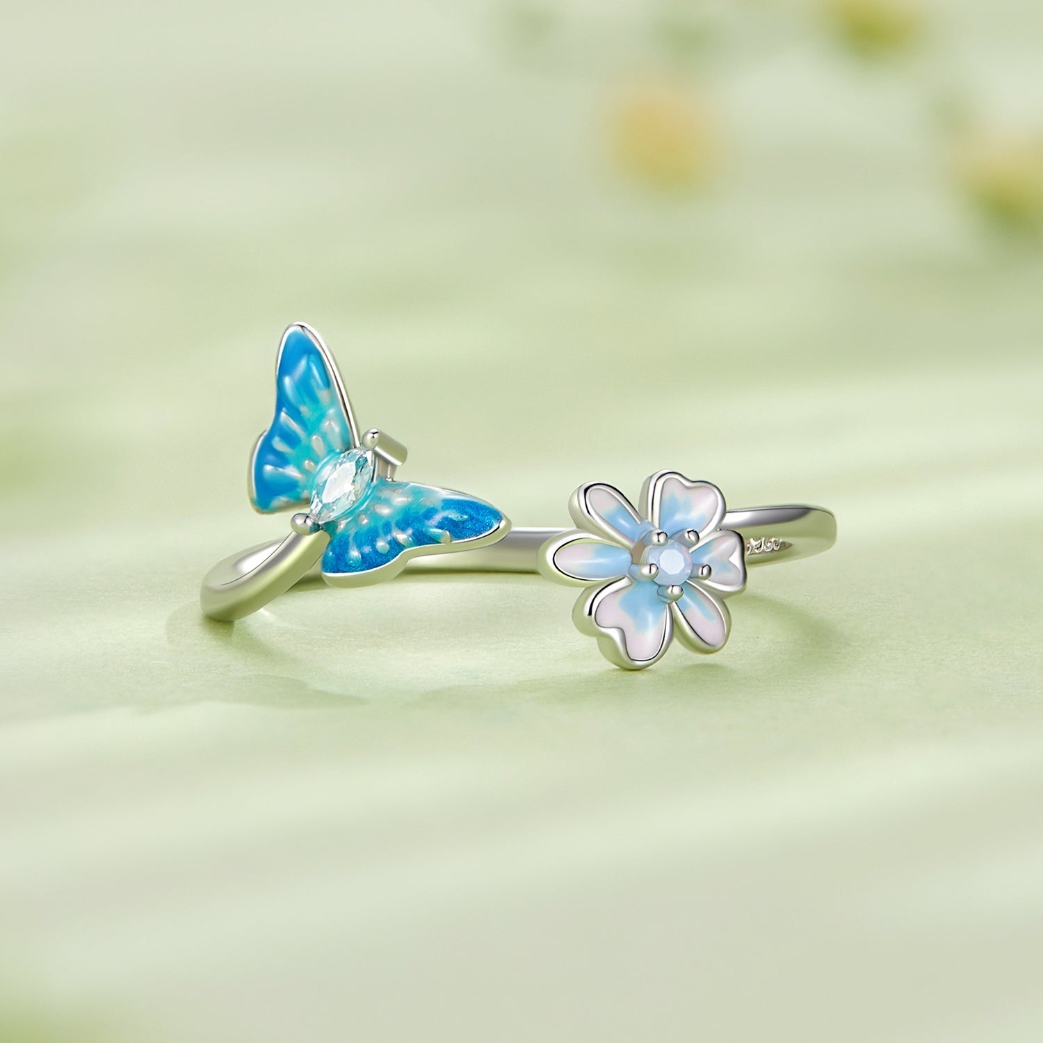 925 Sterling Silver Opal Nanometer Stone Plated Platinum Ring on sale at MyriadMart