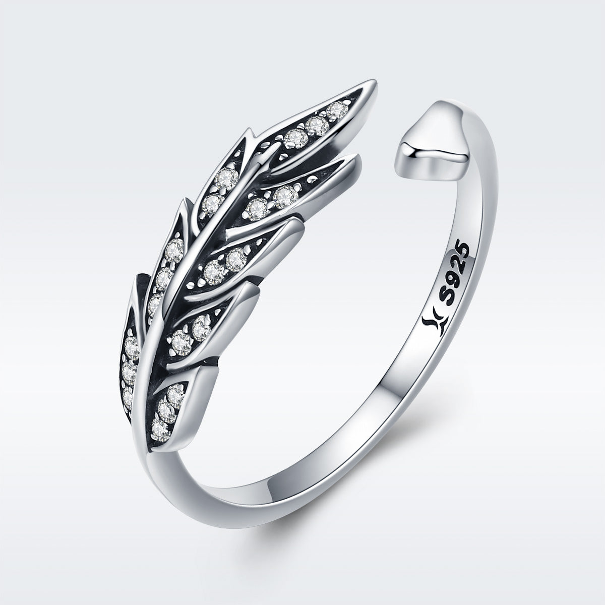 925 Sterling Silver Pavé Setting CZ Leaf Ring for Women on sale at MyriadMart