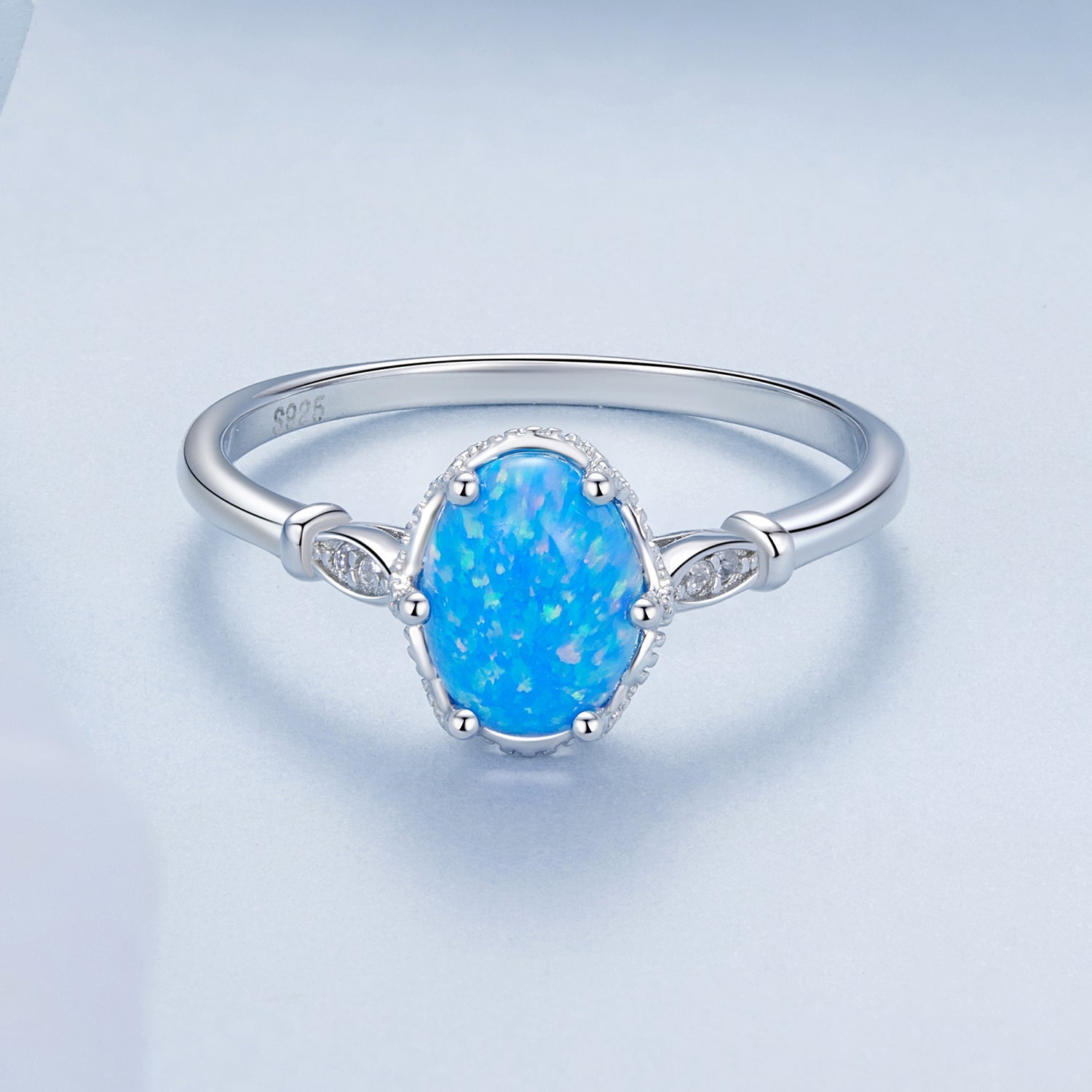 925 Sterling Silver Opal Rings in Size 6.0 with Pave Setting & Plated White Gold for Women on sale at MyriadMart
