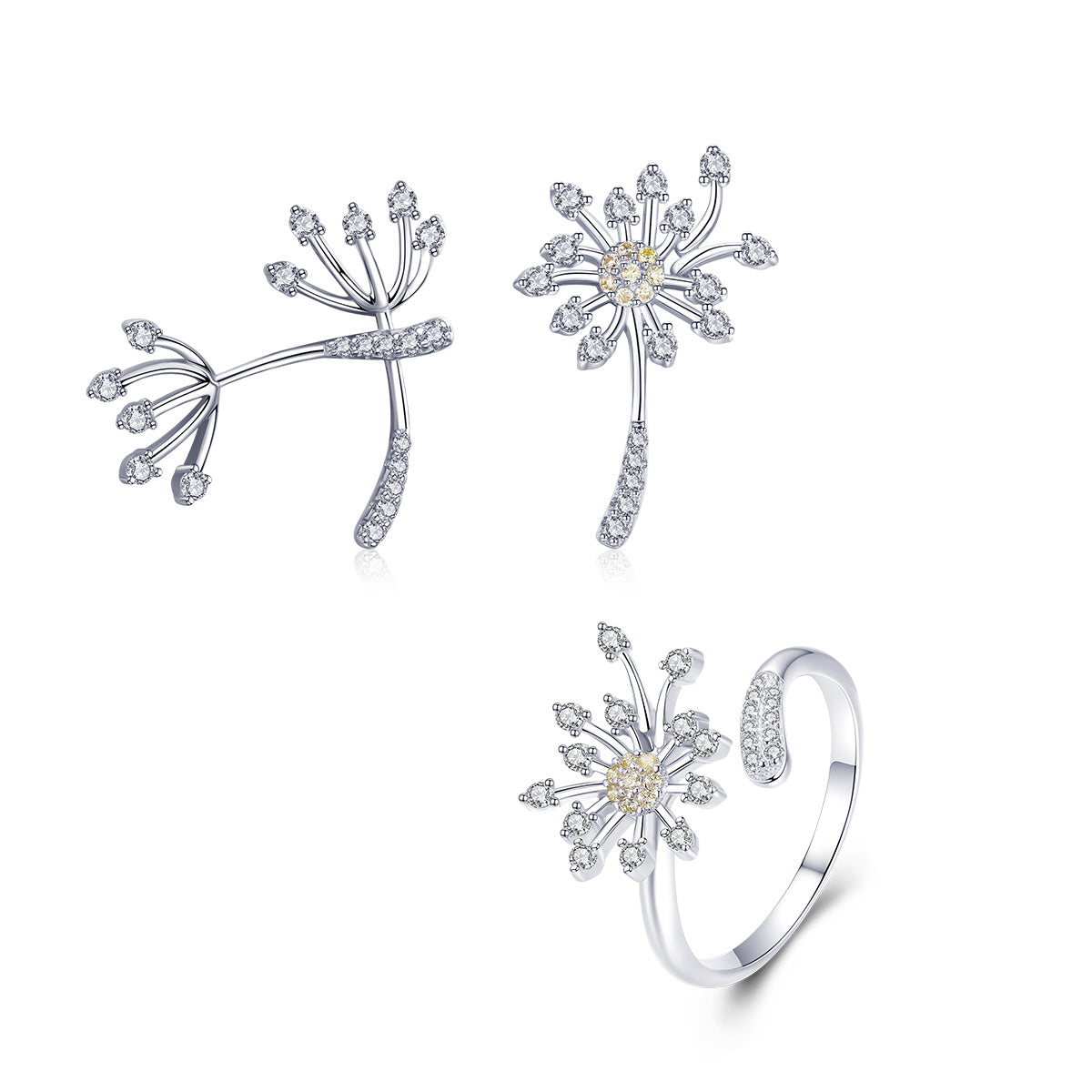 925 Sterling Silver Ring with Plated Platinum and Pavé Setting CZ on sale at MyriadMart