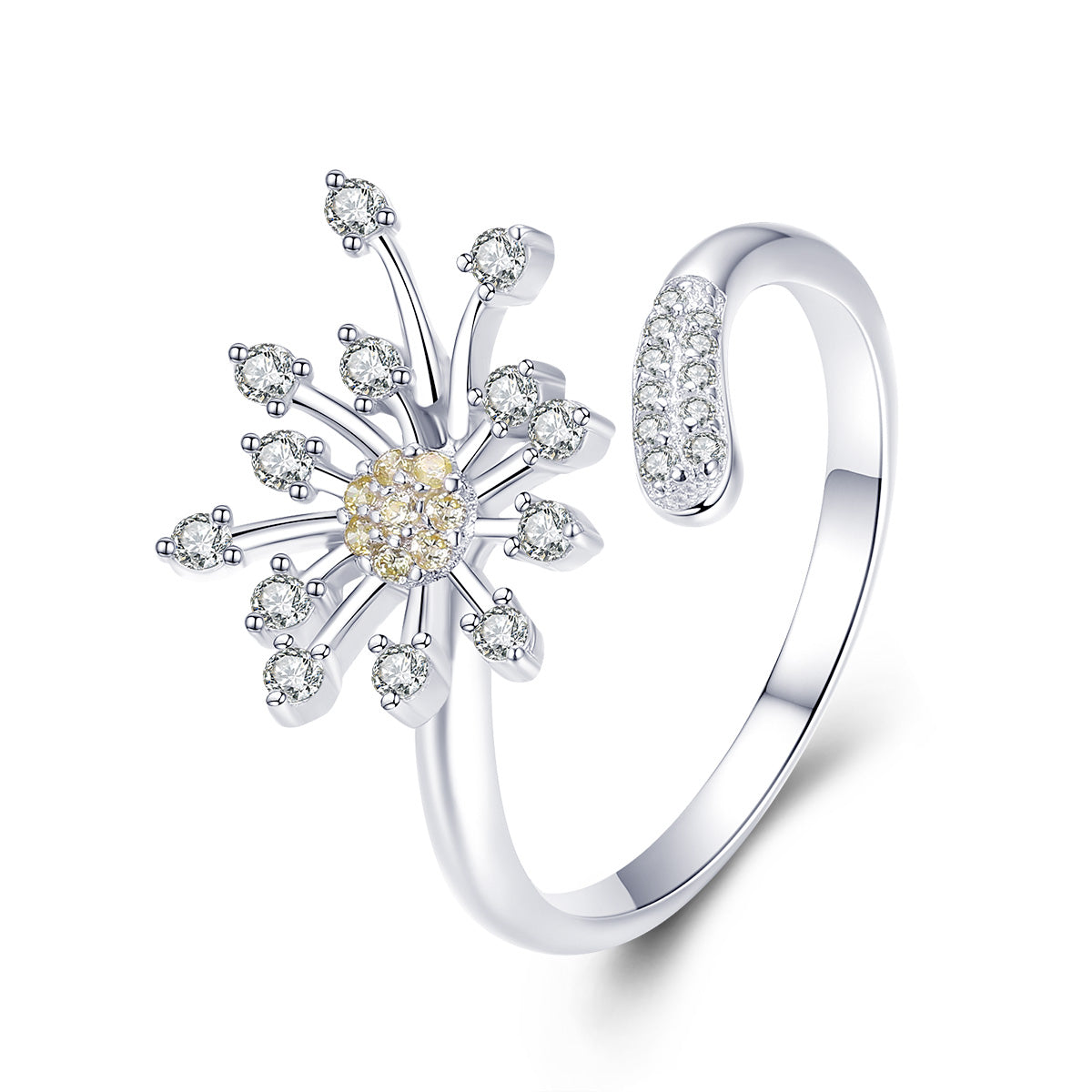 925 Sterling Silver Ring with Plated Platinum and Pavé Setting CZ on sale at MyriadMart