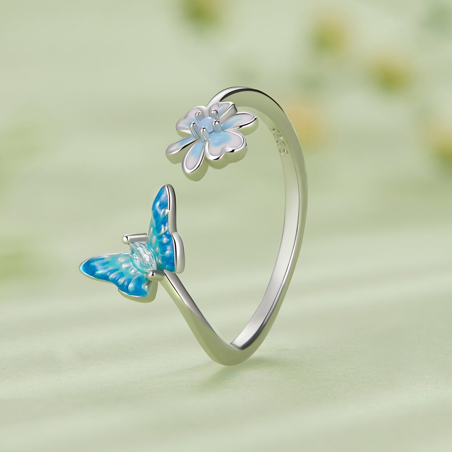 925 Sterling Silver Opal Nanometer Stone Plated Platinum Ring on sale at MyriadMart