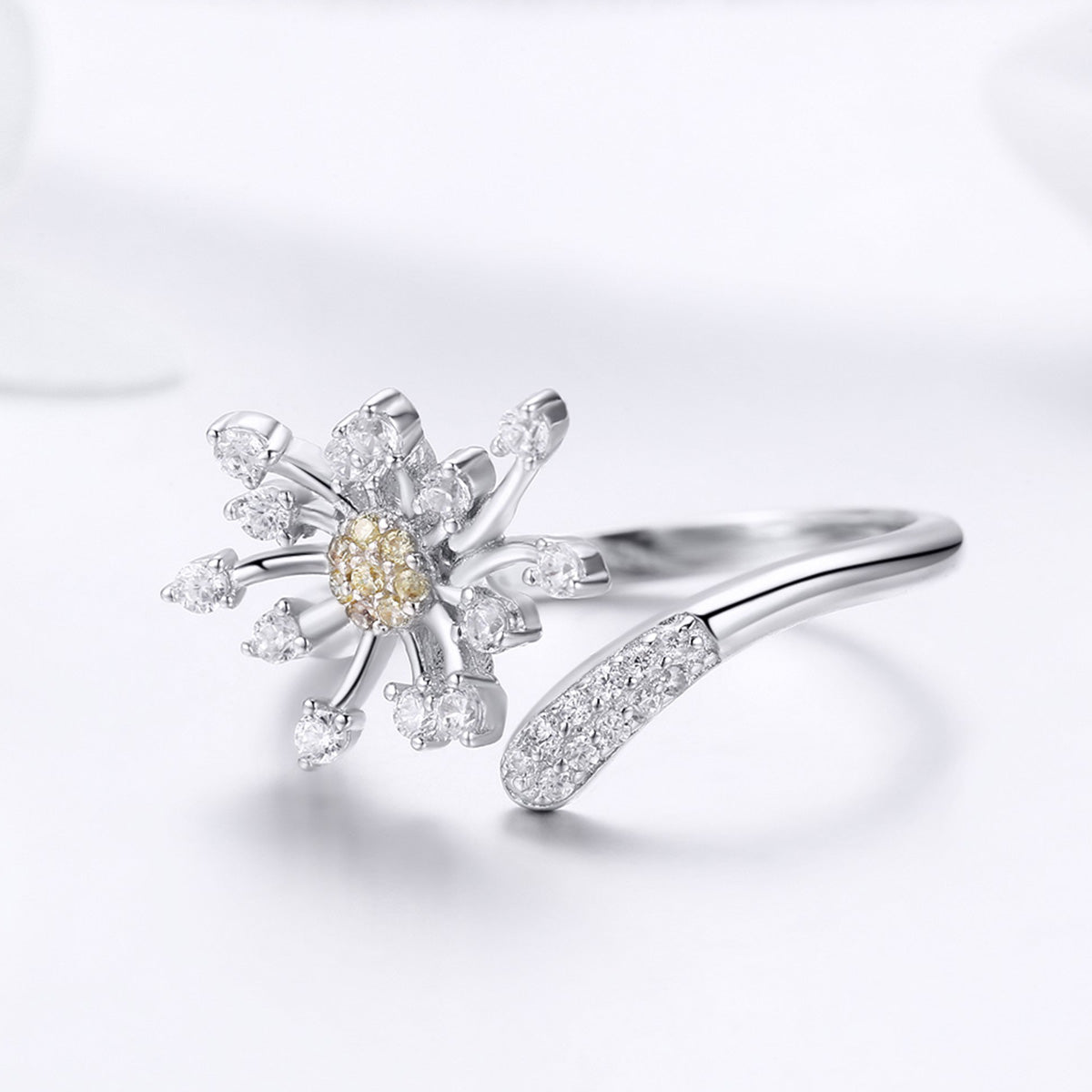 925 Sterling Silver Ring with Plated Platinum and Pavé Setting CZ on sale at MyriadMart