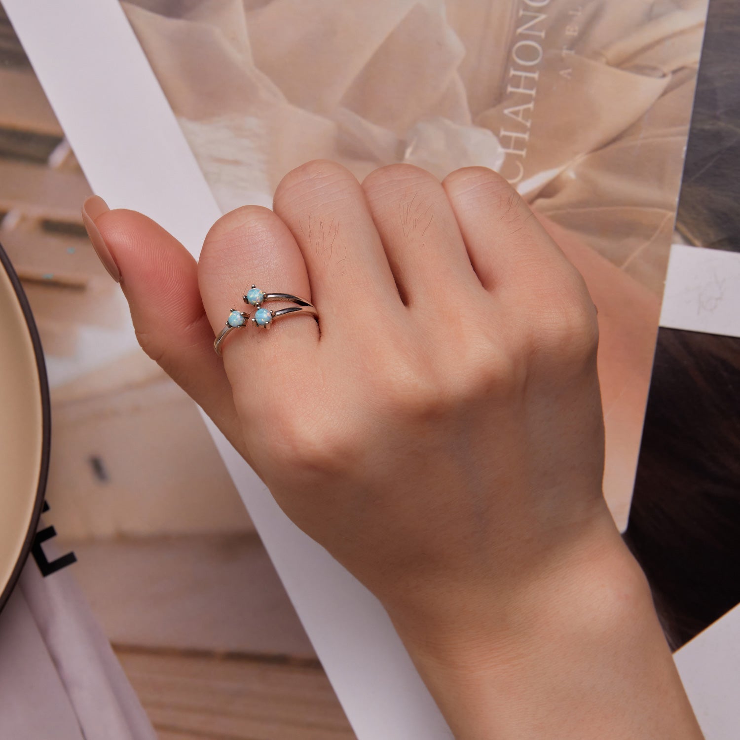 925 Sterling Silver Translucent Opal Ring for Women on sale at MyriadMart