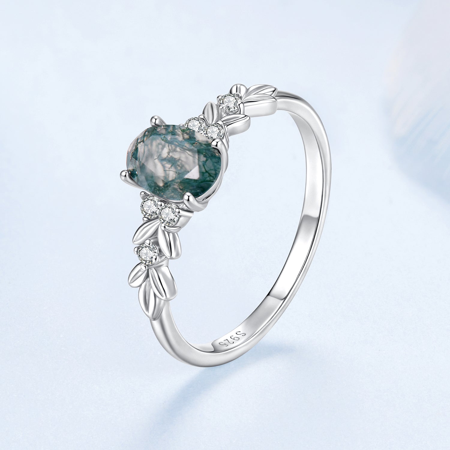 925 Sterling Silver Agate and CZ Pendant Ring Size 6 for Women on sale at MyriadMart