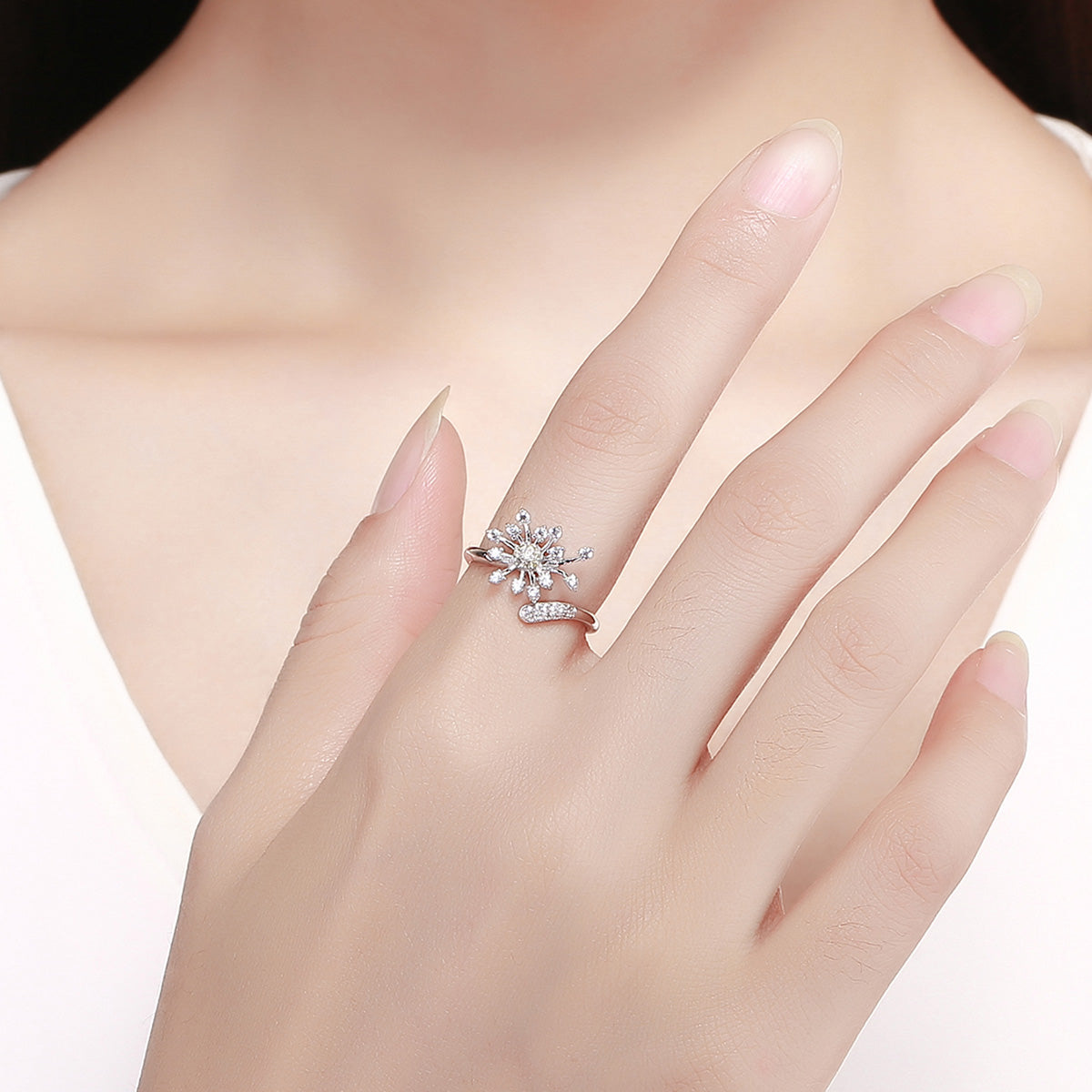 925 Sterling Silver Ring with Plated Platinum and Pavé Setting CZ on sale at MyriadMart