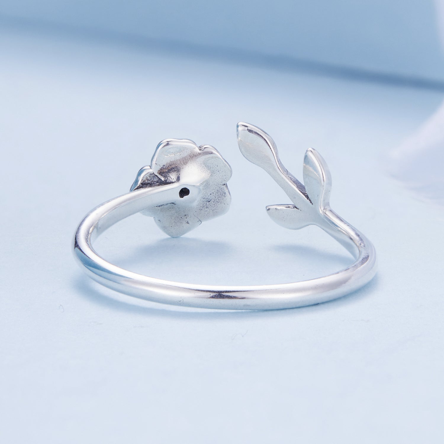925 Sterling Silver Oxidized Flower Design Ring with Pavé Setting CZ on sale at MyriadMart