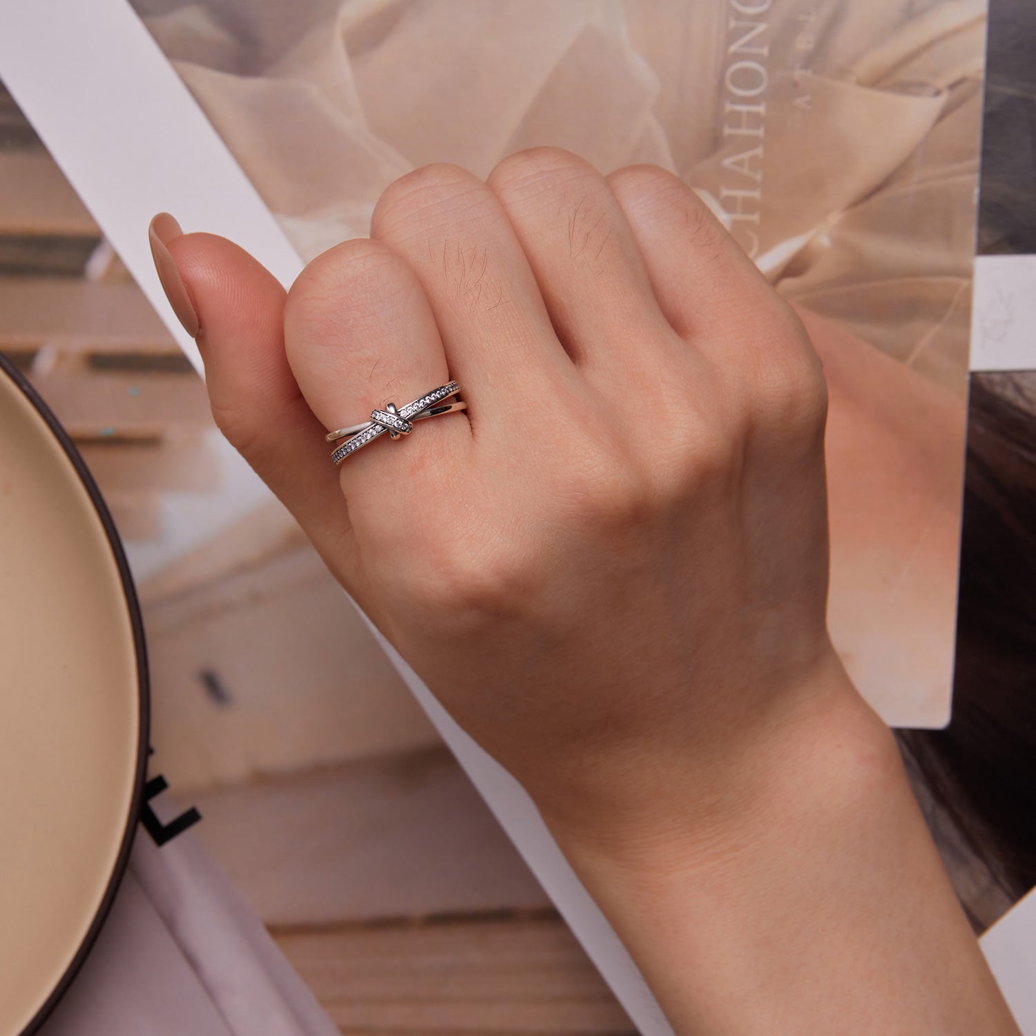 S925 Sterling Silver Oxidized Pavé Setting CZ Ring Size 6 for Women on sale at MyriadMart