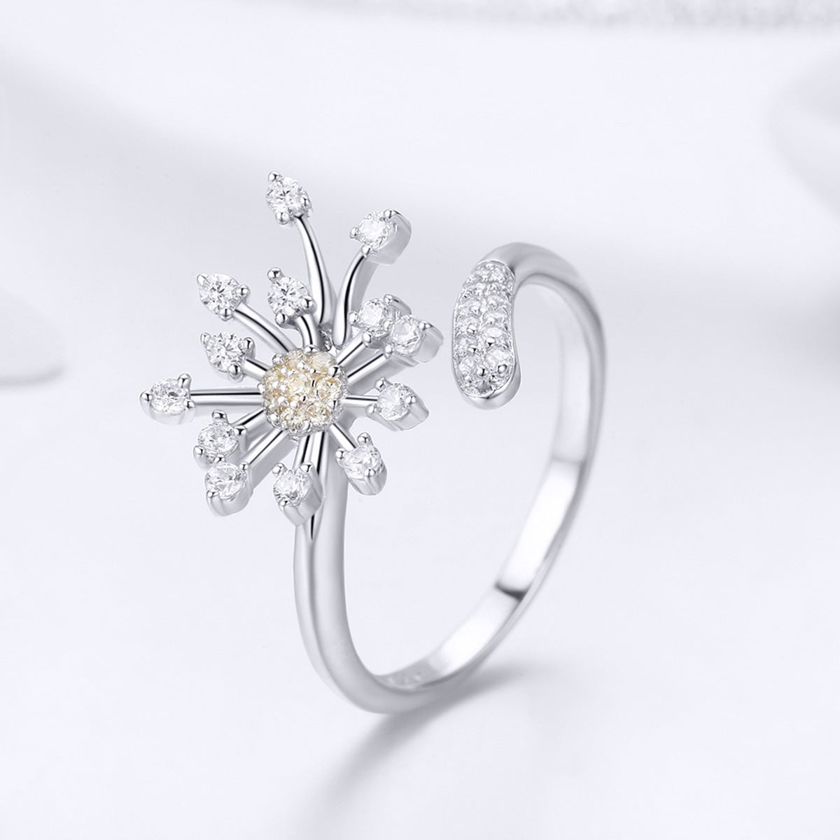 925 Sterling Silver Ring with Plated Platinum and Pavé Setting CZ on sale at MyriadMart