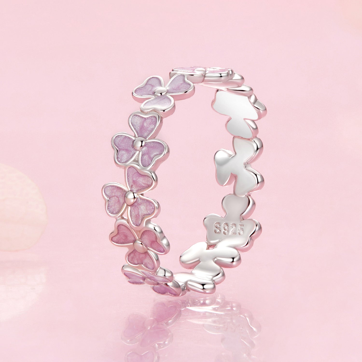 925 Sterling Silver Enamel Platinum Plated Ring Size 6 for Women on sale at MyriadMart