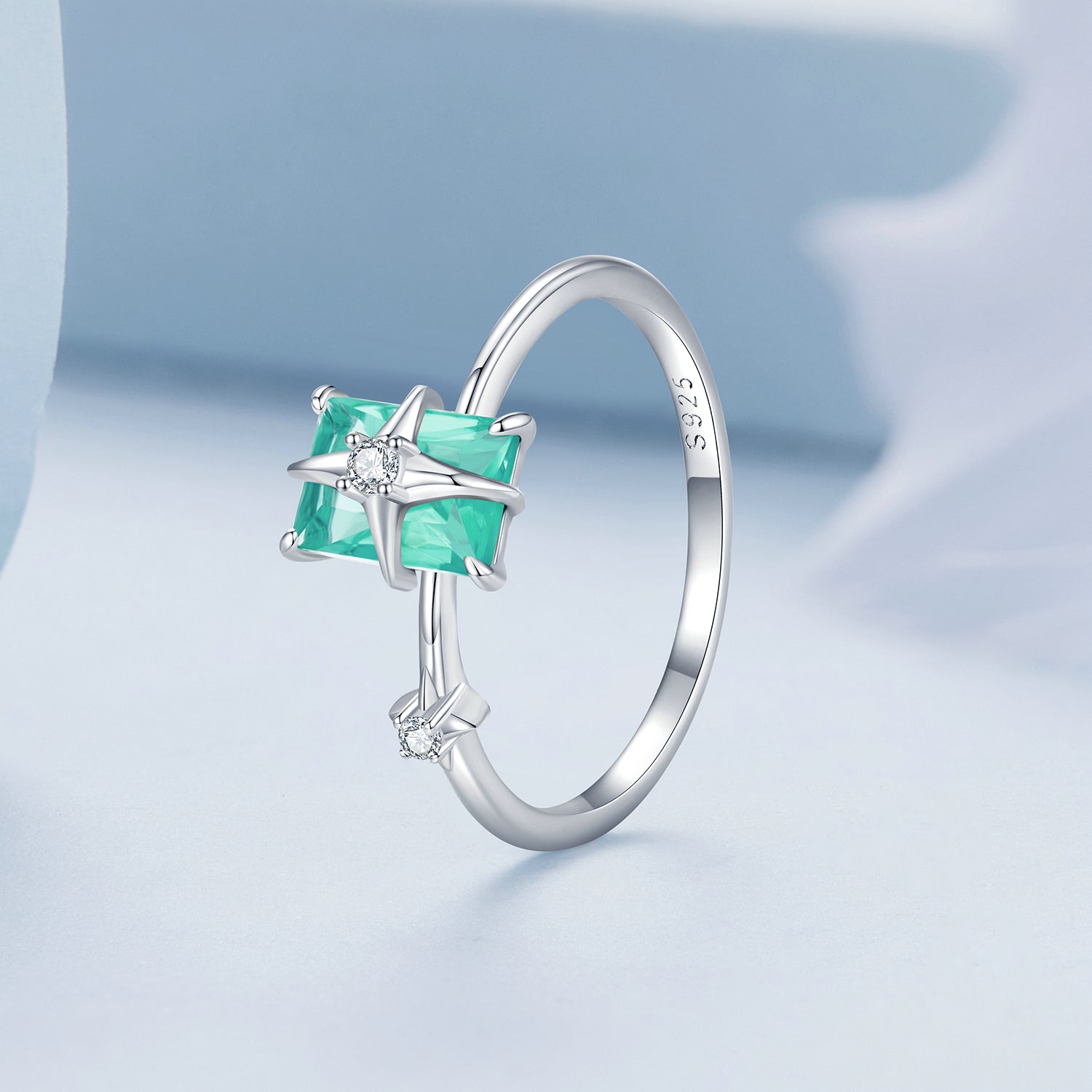 925 Sterling Silver 1.40mm Width CZ & Glass Ring Size 6 for Women on sale at MyriadMart
