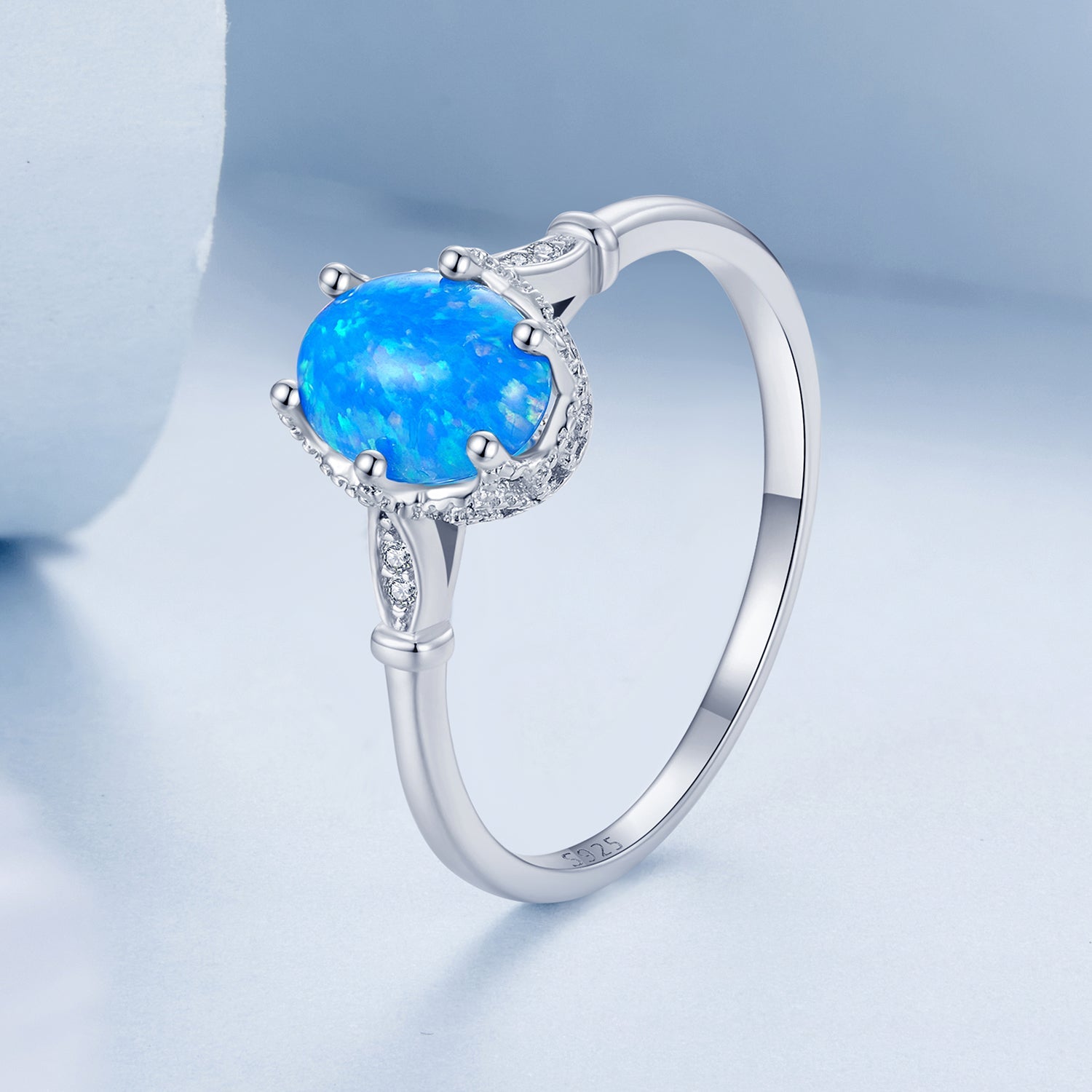 925 Sterling Silver Opal Rings in Size 6.0 with Pave Setting & Plated White Gold for Women on sale at MyriadMart