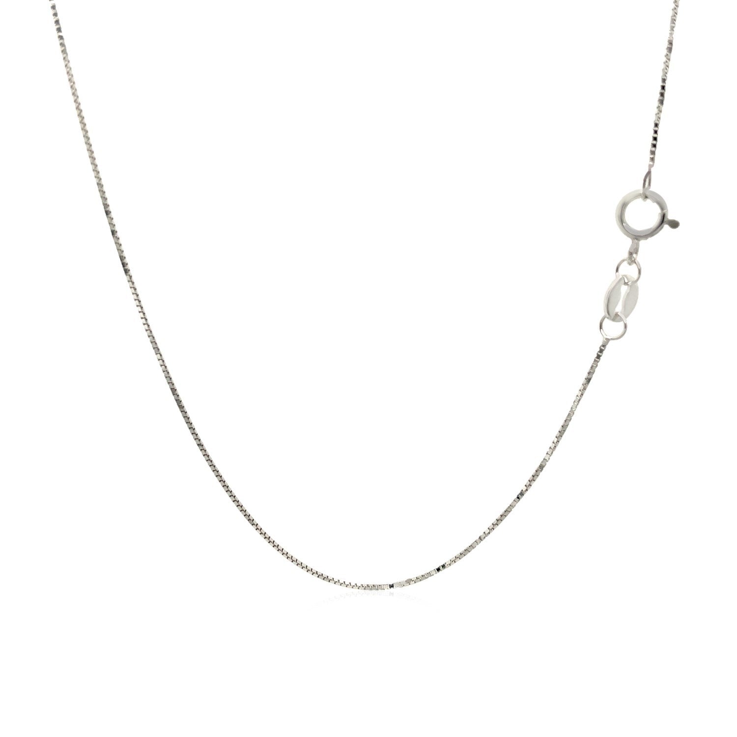 14k White Gold Adjustable Box Chain 0.6mm on sale at MyriadMart