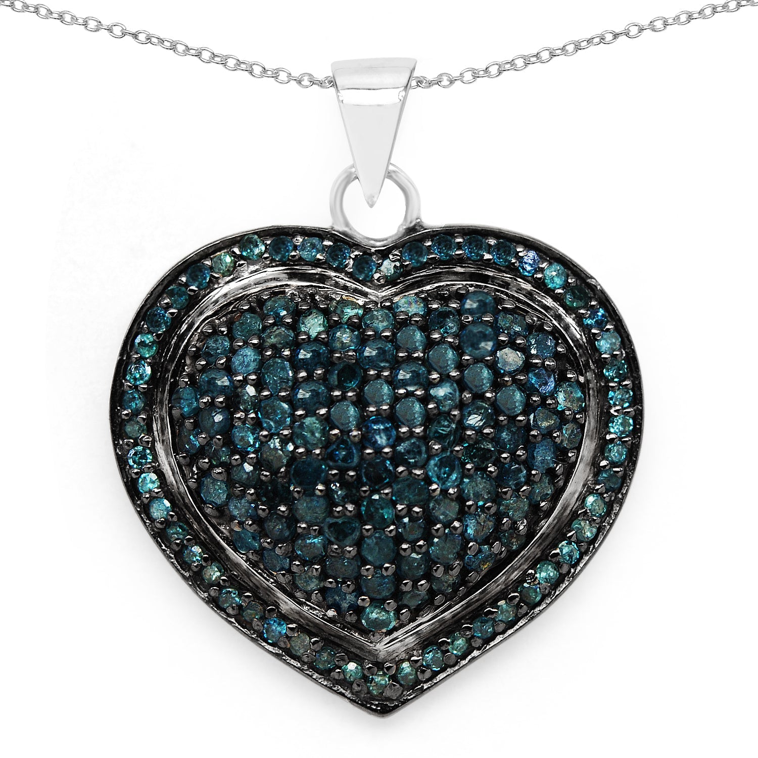 1.25 Carat Genuine Blue Diamond .925 Sterling Silver Pendant on sale at MyriadMart