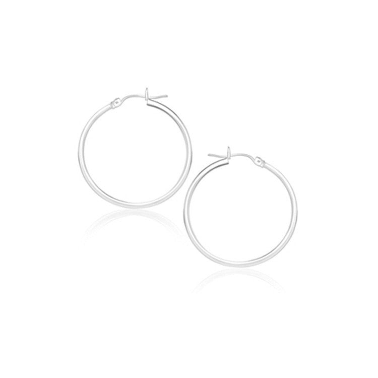 14k White Gold Polished Hoop Earrings 20 mm on sale at MyriadMart