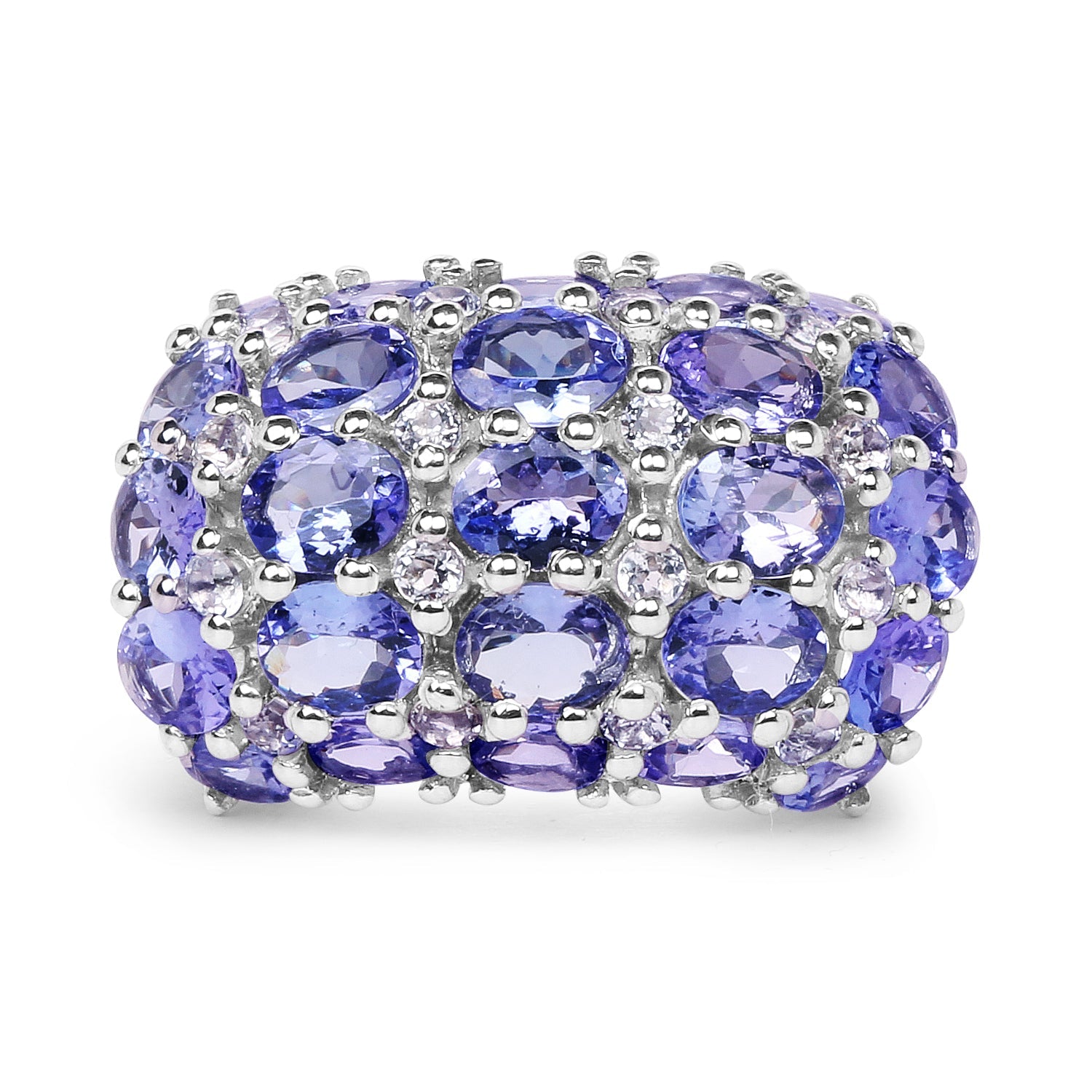 7.29 Carat Genuine Tanzanite and White Topaz .925 Sterling Silver Ring on sale at MyriadMart