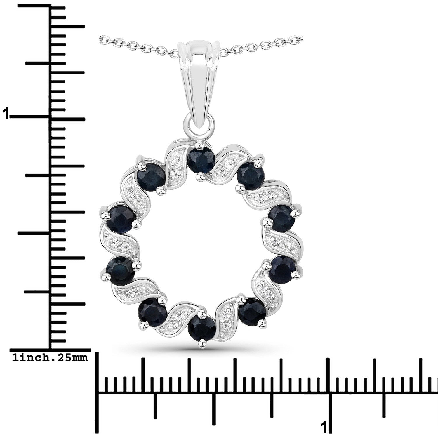 1.30 Carat Genuine Blue Sapphire and White Topaz .925 Sterling Silver Pendant on sale at MyriadMart