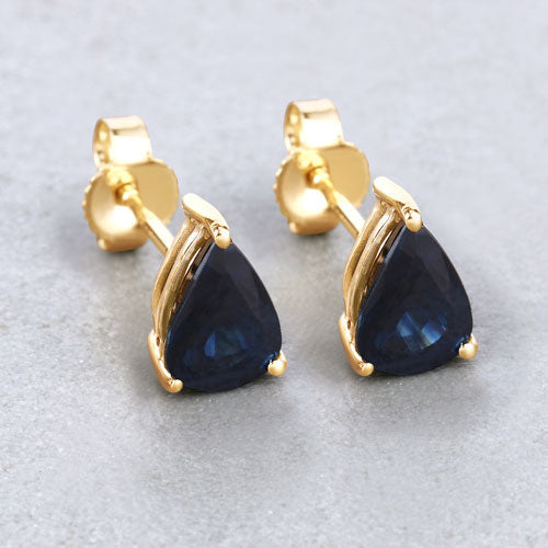 1.60 Carat Genuine Blue Sapphire 10K Yellow Gold Earrings on sale at MyriadMart
