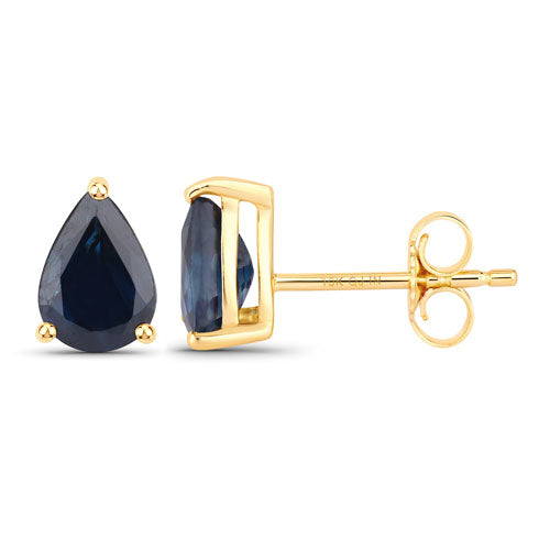 1.60 Carat Genuine Blue Sapphire 10K Yellow Gold Earrings on sale at MyriadMart