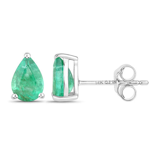 1.30 Carat Genuine Zambian Emerald 14K White Gold Earrings on sale at MyriadMart