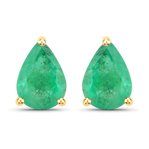 1.30 Carat Genuine Zambian Emerald 14K Yellow Gold Earrings on sale at MyriadMart