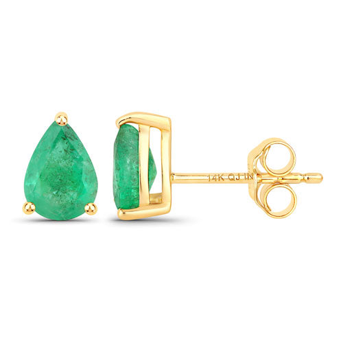 1.30 Carat Genuine Zambian Emerald 14K Yellow Gold Earrings on sale at MyriadMart