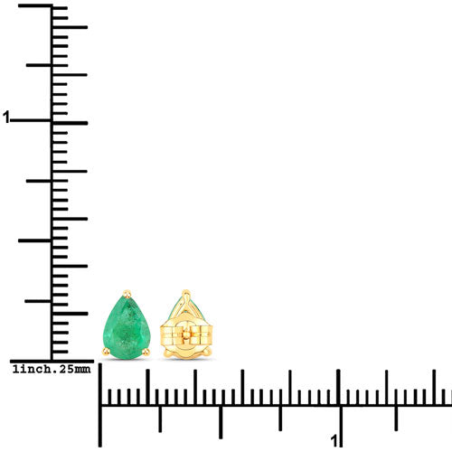 1.30 Carat Genuine Zambian Emerald 14K Yellow Gold Earrings on sale at MyriadMart