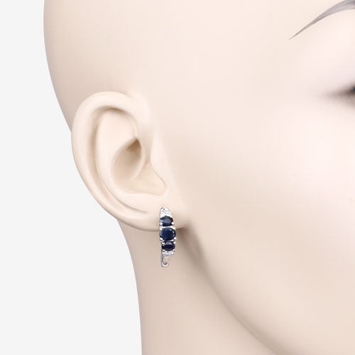 1.66 Carat Genuine Blue Sapphire and White Topaz .925 Sterling Silver Earrings on sale at MyriadMart